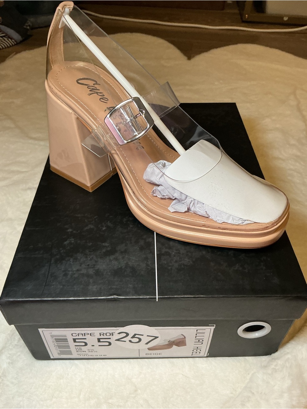 Cape Robbin Beige Platform Block Heel Sandal